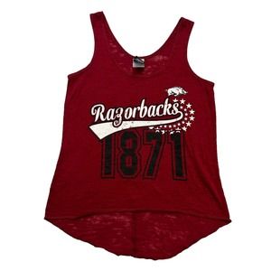 Arkansas Razorbacks Tank Top Womens Small S Red White Sleeveless Shirt
